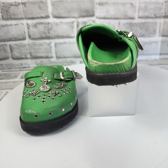 Toga Virilis Archives Green Metal Sabot Eyelet Mules Size 31 EU- US 13/13.5 Kids - Picture 3 of 13